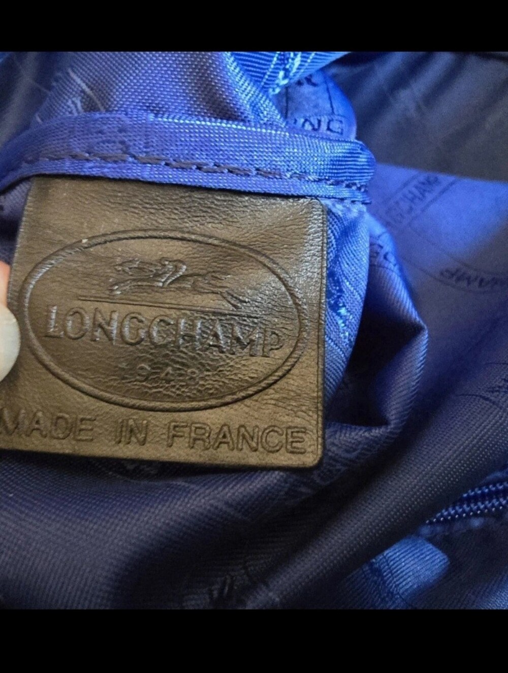*RARE* LONGCHAMP Canvas Chevron Horse Logo Hand Tote Bag Toggle Button Open Top - Picture 10 of 16